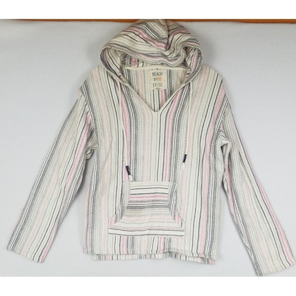 Exist Tops - Beach By Exist SZ M White Cotton Aztec Tribal Boho Pattern Pullover Hoodie Strip